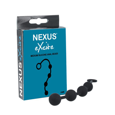 Nexus EXCITE Anal Beads Silicone Medium Black-0