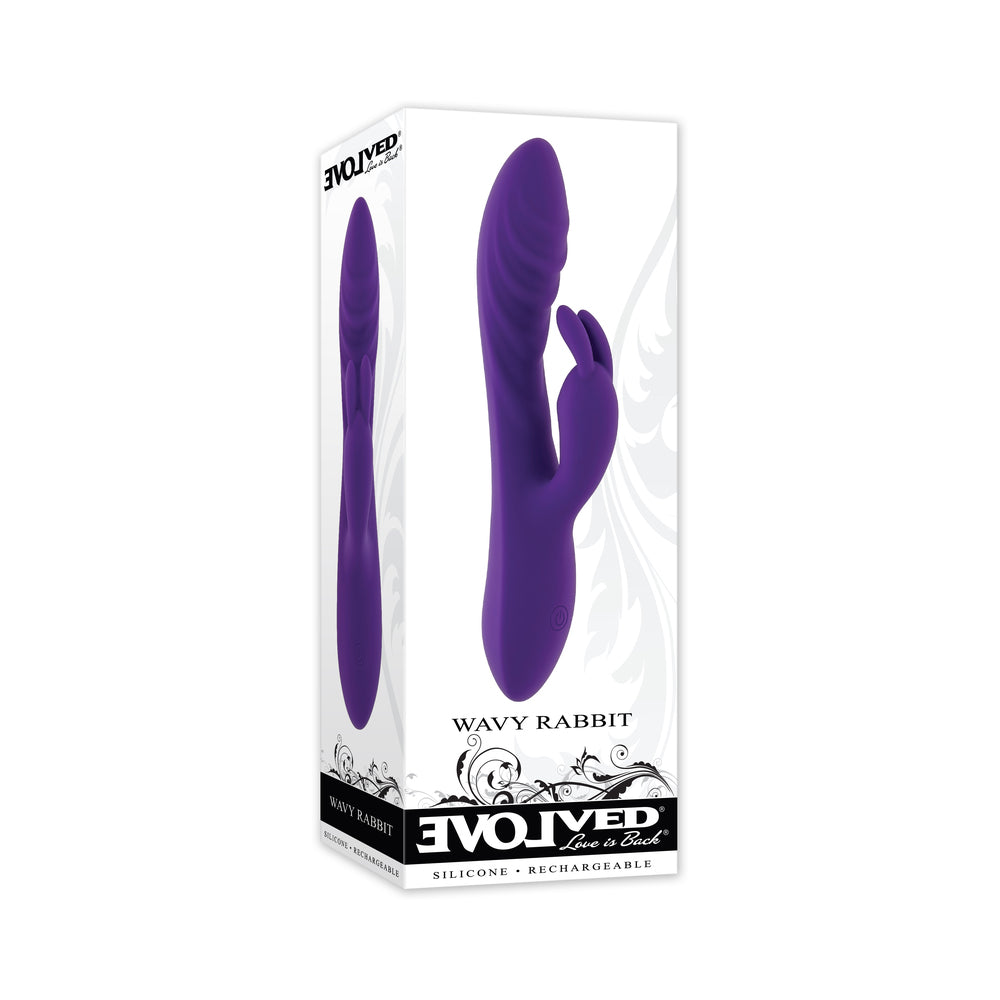 Evolved Wavy Rabbit Rechargeable Dual Stimulator Silicone Purple-0